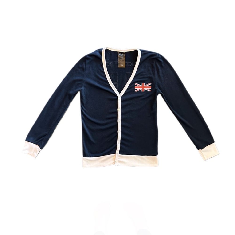 Her Universe Dr Who Tardis Union Jack navy blue cardigan sweater size medium - Picture 8 of 16